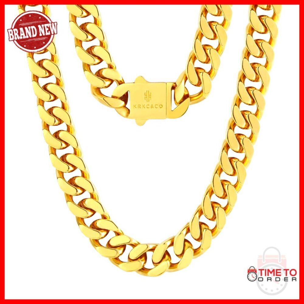 14mm Miami Cuban Link Chain Necklace Stainless Steel 20 Inch